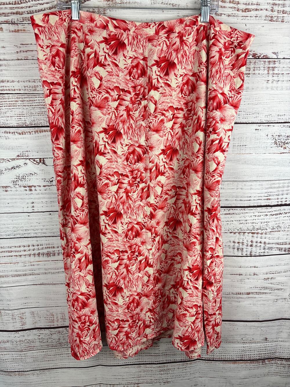 CJ Banks Red Cream Floral Maxi Skirt Linen Blend Flowy Cottagecore Womens Sz 20W